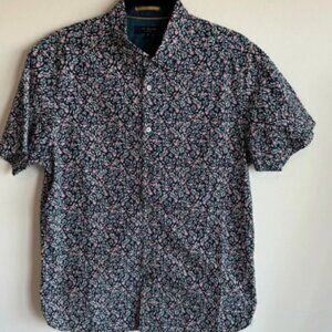 Ted Baker London Flower Short Sleeve Button Down Shirt Size 4 Large